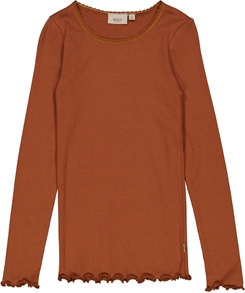 Wheat Rib T-Shirt Lace LS - Bronze